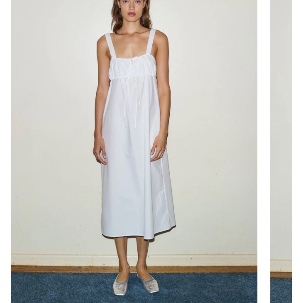 Deiji Studios Ruched Tie Front Midi Dress